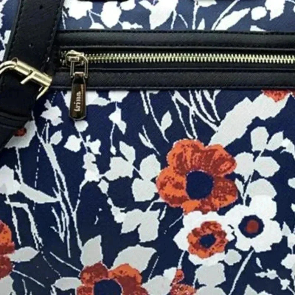 NWT Trina Turk Navy Floral Tote w/Adjustable‎ Strap